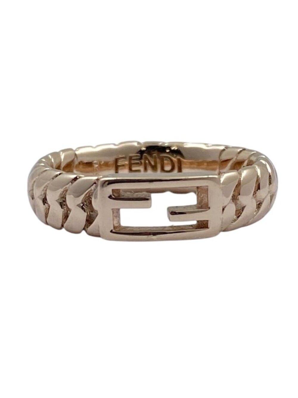 Fendi Bucket Ring FF Logo Accessory Gold Plated